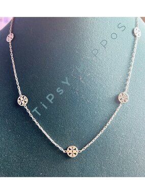 NEW!!  Tory Burch Silver Miller Stationary Necklace